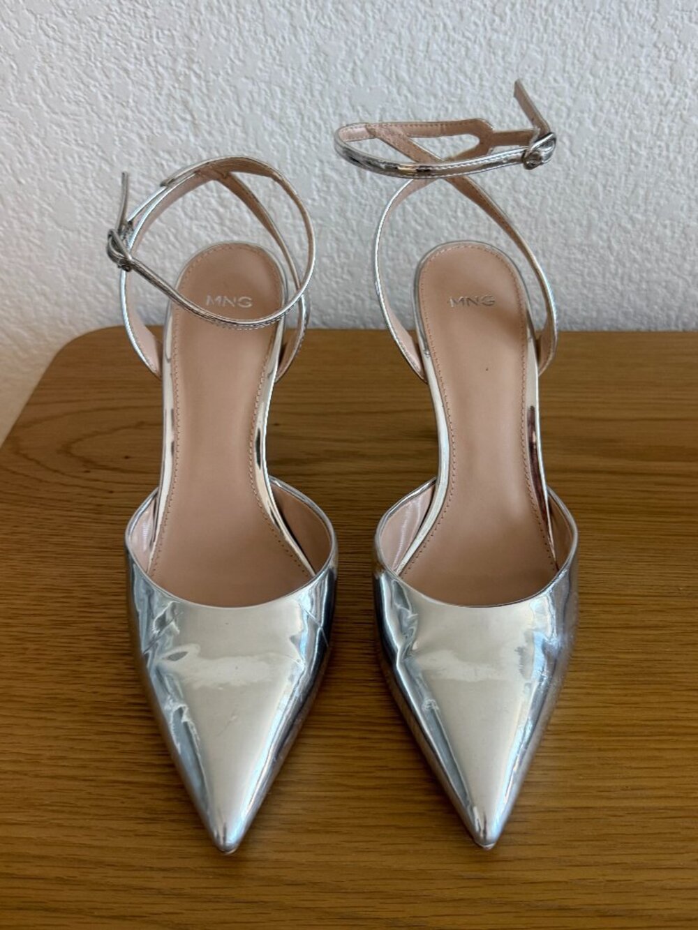 Mango Silver Metallic Pumps